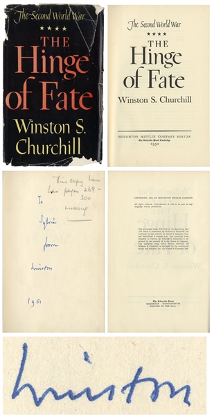 Winston Churchill Signed ''The Hinge of Fate'' -- Part of Churchill's Post-WWII Analysis That Won Him the Nobel Prize in Literature